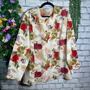 °💙2/$40💙Vintage PJ Jouly Floral Printed Button Down Blouse Plus Size 3X